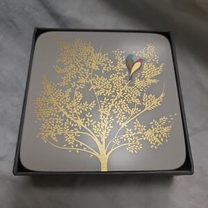 NEW Spode Portmeirion Pimpernel Sara Miller Coaaters Chelsea Set Of 6 Open Box